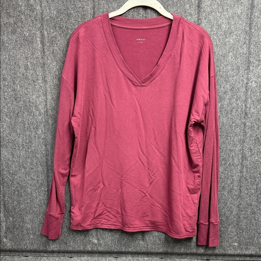 Orvis Women's Long Sleeve V-Neck Top - Rich Pink